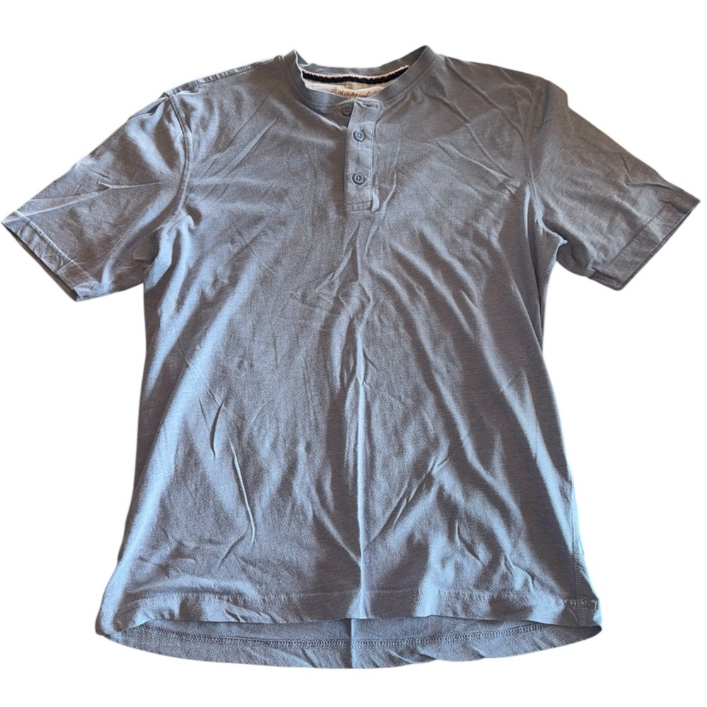 Weatherproof Light Blue Short Sleeve Henley Shirt M